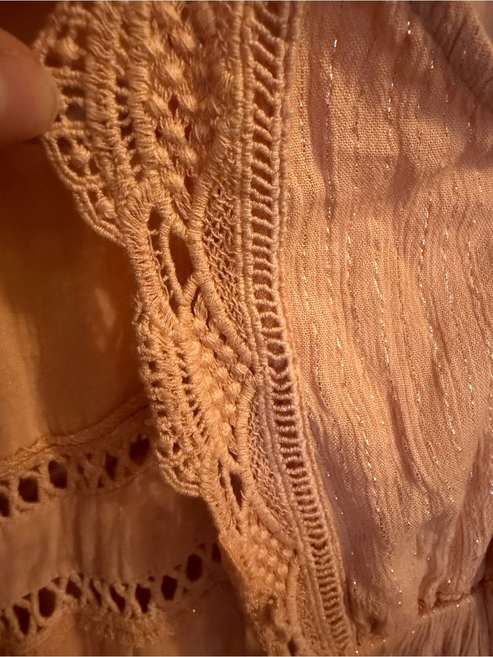 FARM Rio Brasil Authentic Peach Lurex Crochet Maxi Dress - Picture 5 of 8